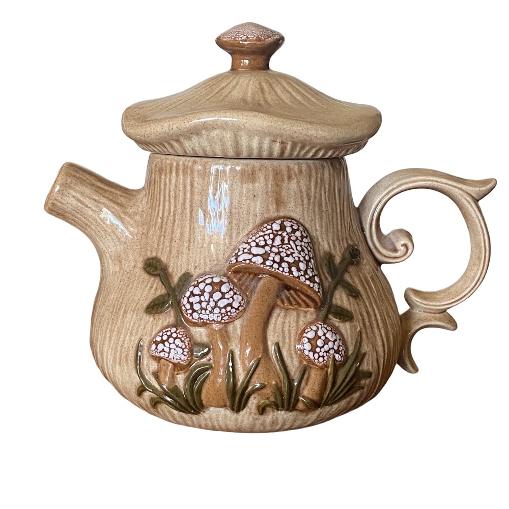 Arnel’s Beige Ceramic Mushroom Teapot Pitcher Set 70s Cottagecore 2pc‎ - Picture 10 of 16